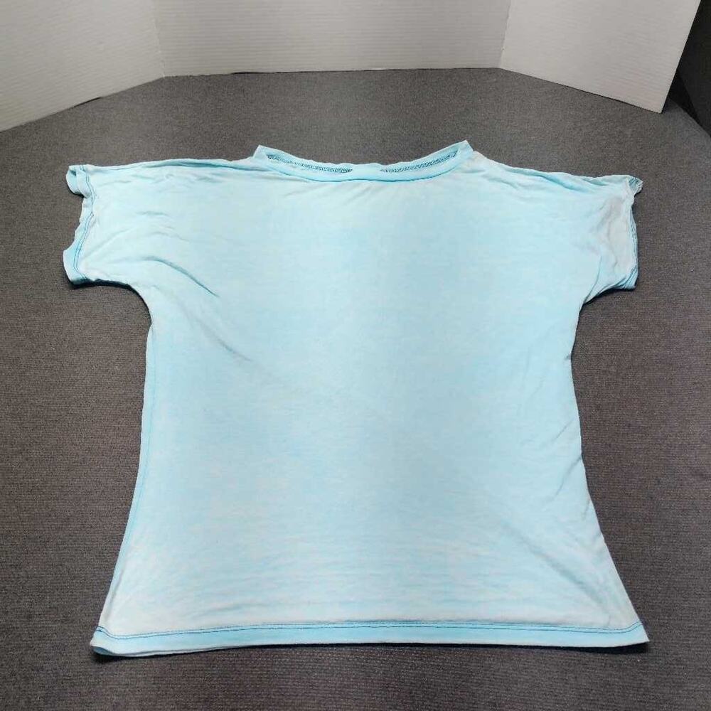 FREELOADER Women's T-Shirt Size L Blue Made in USA Cotton Blend Casual Top